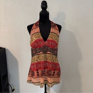 Bisou Bisou Bohemian Halter Neck Top. Size X-Large.